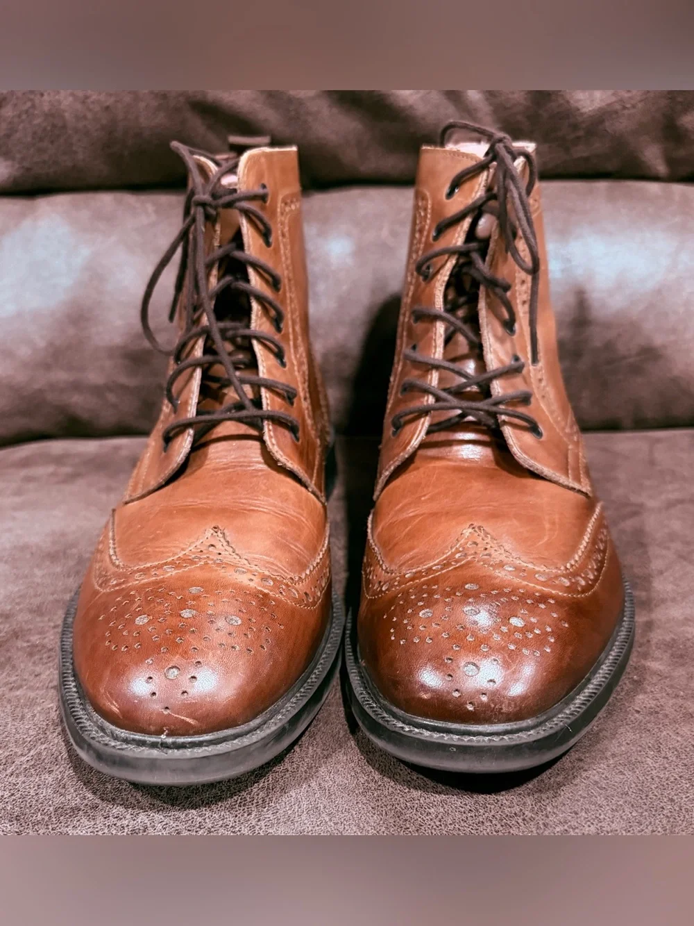 Stafford Deacon Leather Wingtip Brogue Ankle Boots